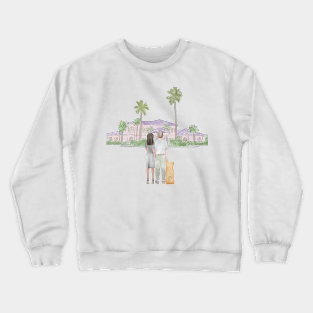Wedding Family picture watercolor, family portrait with dog, couple with dog, Crewneck Sweatshirt by PrimeStore